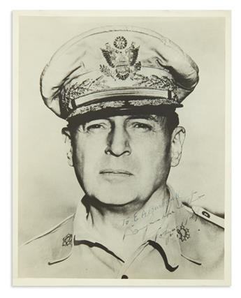 (WORLD WAR II.) MACARTHUR, DOUGLAS. Two items: Photograph dated and Signed * Typed Letter Signed.
